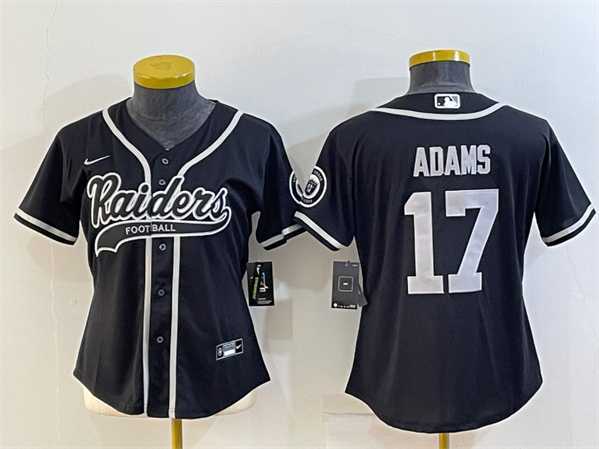 Women%27s Las Vegas Raiders #17 Davante Adams Black With Patch Cool Base Stitched Baseball Jersey->women nfl jersey->Women Jersey